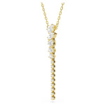 Mesmera Y necklace Mixed cuts, White, 18K gold finish